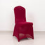 Spandex Chair Cover with Silver Rhinestone Buckled Sash Band Burgundy - Stretch Fitted Slipcover
