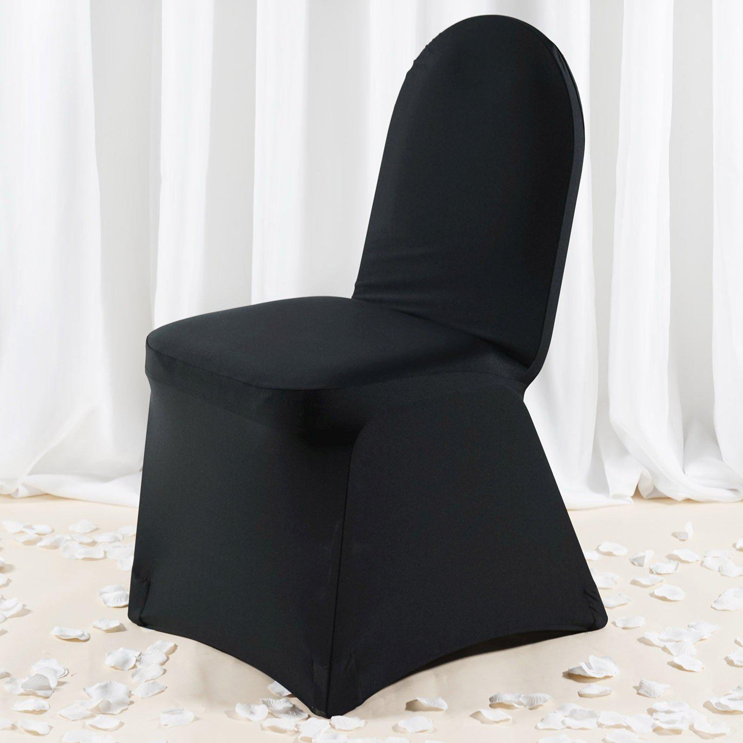 Premium Spandex Chair Cover with Foot Pockets for Banquet Chairs Black - Stretch 220GSM Fitted Slipcover