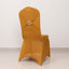 Spandex Chair Cover with Silver Rhinestone Buckled Sash Band Gold - Stylish Stretch Fitted Slipcover for Banquets & Events