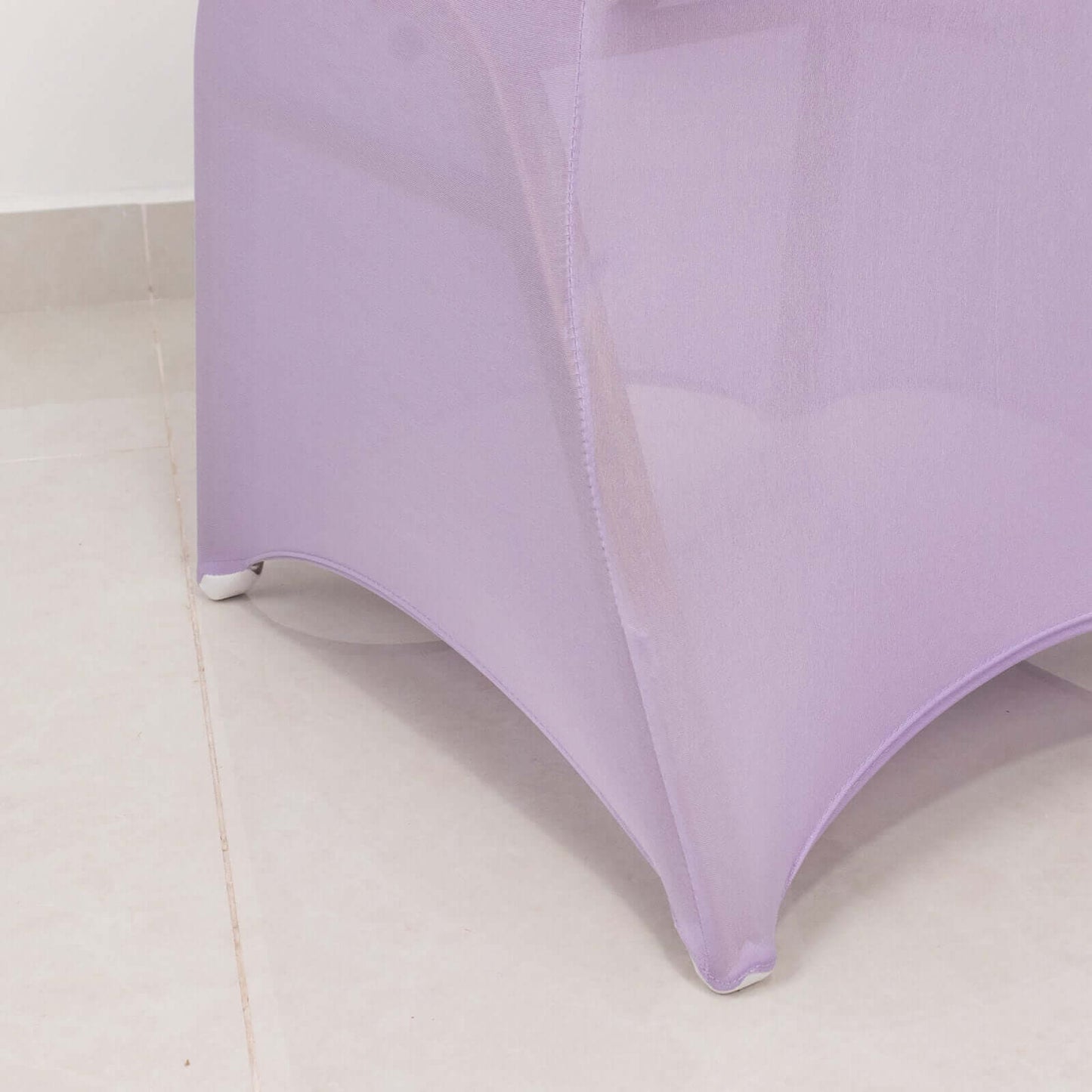 Spandex Chair Cover with Silver Rhinestone Buckled Sash Band Lavender Lilac - Stretch Fitted Slipcover