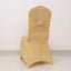 Spandex Chair Cover with Silver Rhinestone Buckled Sash Band Champagne - Stretch Fitted Slipcover