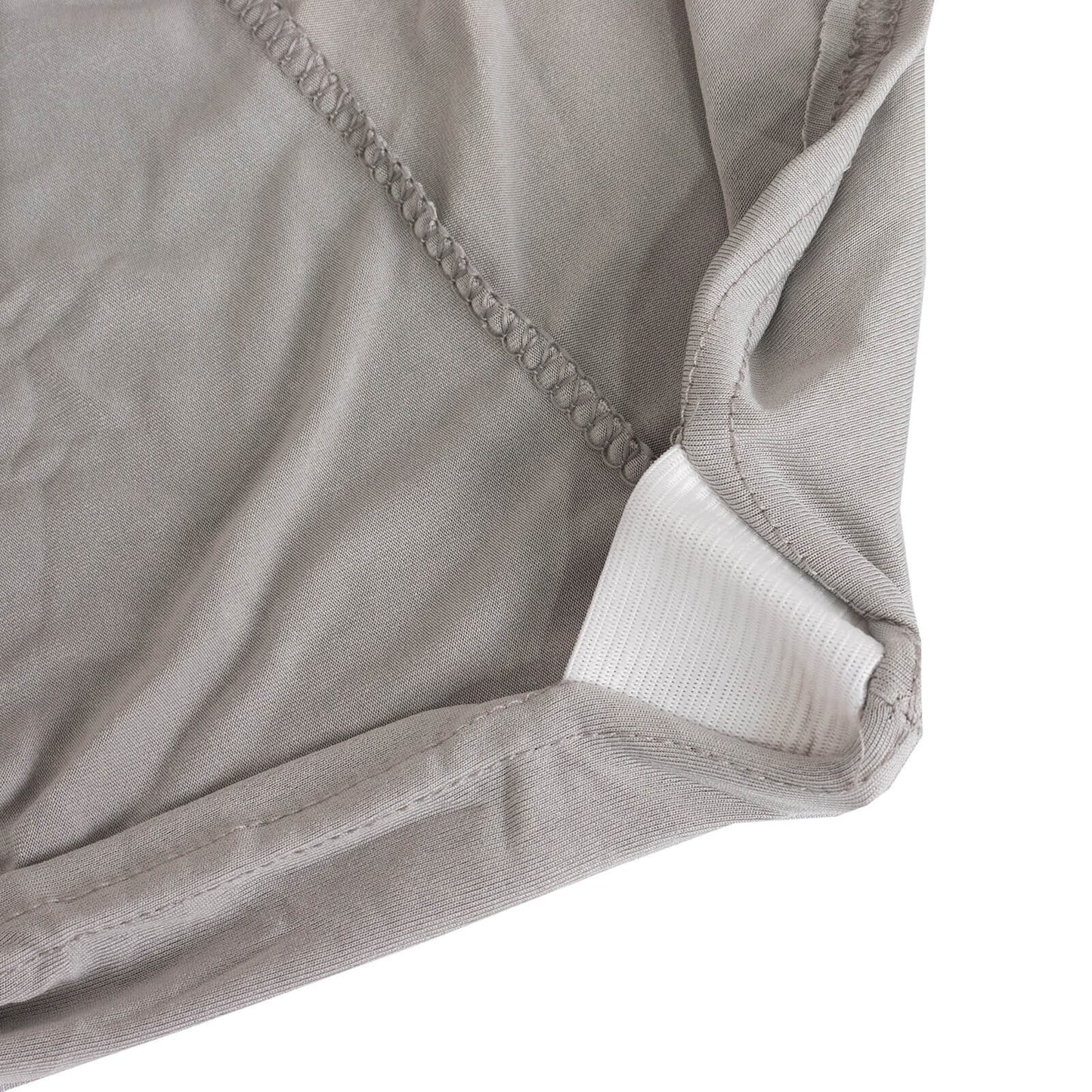 Spandex Chair Cover with Rhinestone Buckled Sash Band Silver - Stretch Fitted Slipcover