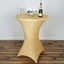 Spandex 30" Round Cocktail Table Cover Champagne - Easy to Maintain Stretch Fitted Highboy Tablecloth