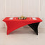 Stretch Spandex 72"x30" Rectangle Table Cover Red/Black Cross Over Design - Two-Piece Fitted Tablecloth with Elastic Foot Pockets
