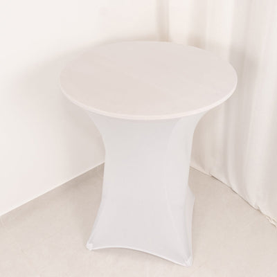 Spandex 36" Round Cocktail Table Cover White - Easy to Maintain Stretch Fitted Highboy Tablecloth for Events