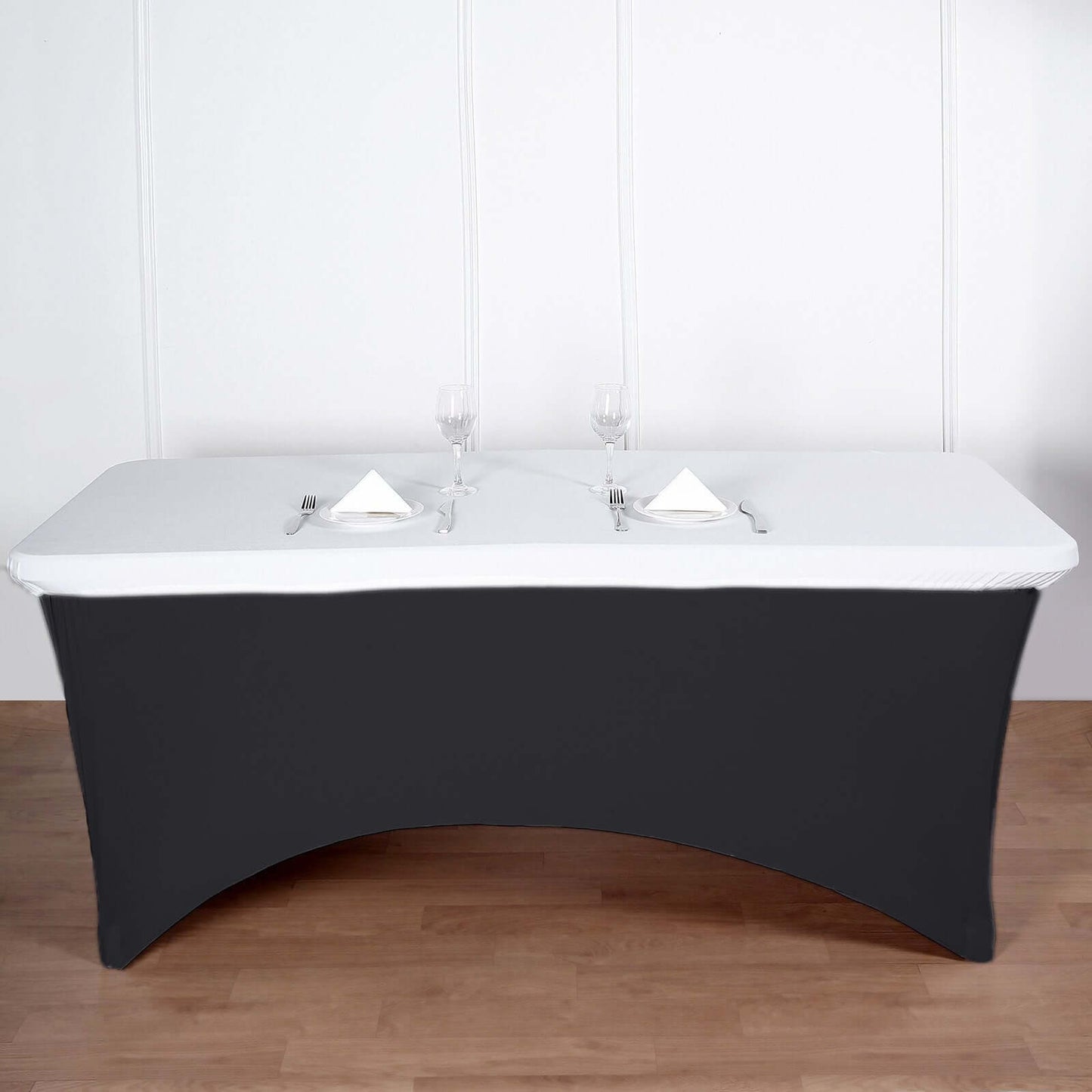 Spandex Rectangle 96"x30" Tablecloth Top Cover White - Stretchy, Wrinkle Free & Fitted Table Topper