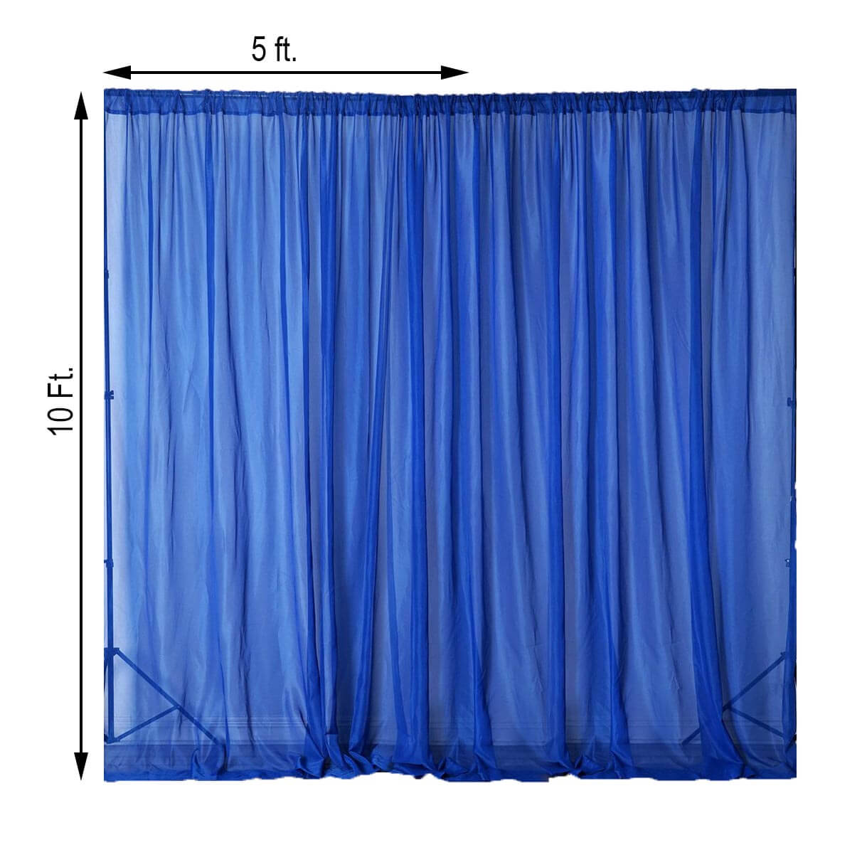 2 Pack Royal Blue Sheer Chiffon Event Curtain Drapes, Durable Flame Resistant Organza Backdrop Event Panels With Rod Pockets - 10ftx10ft