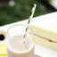 25-Pack Paper Straws White/Gold Striped - Stylish Disposable Straws for Drinks 8"