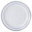 10-Pack Plastic Dinner Plates White with TrÃ¨s Chic Silver Rim - Perfect Disposable Party Plates 10"