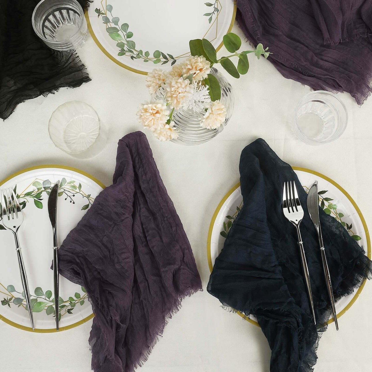 5 Pack Gauze Cheesecloth 24"x19" Napkins Purple Reusable Dinner Napkins