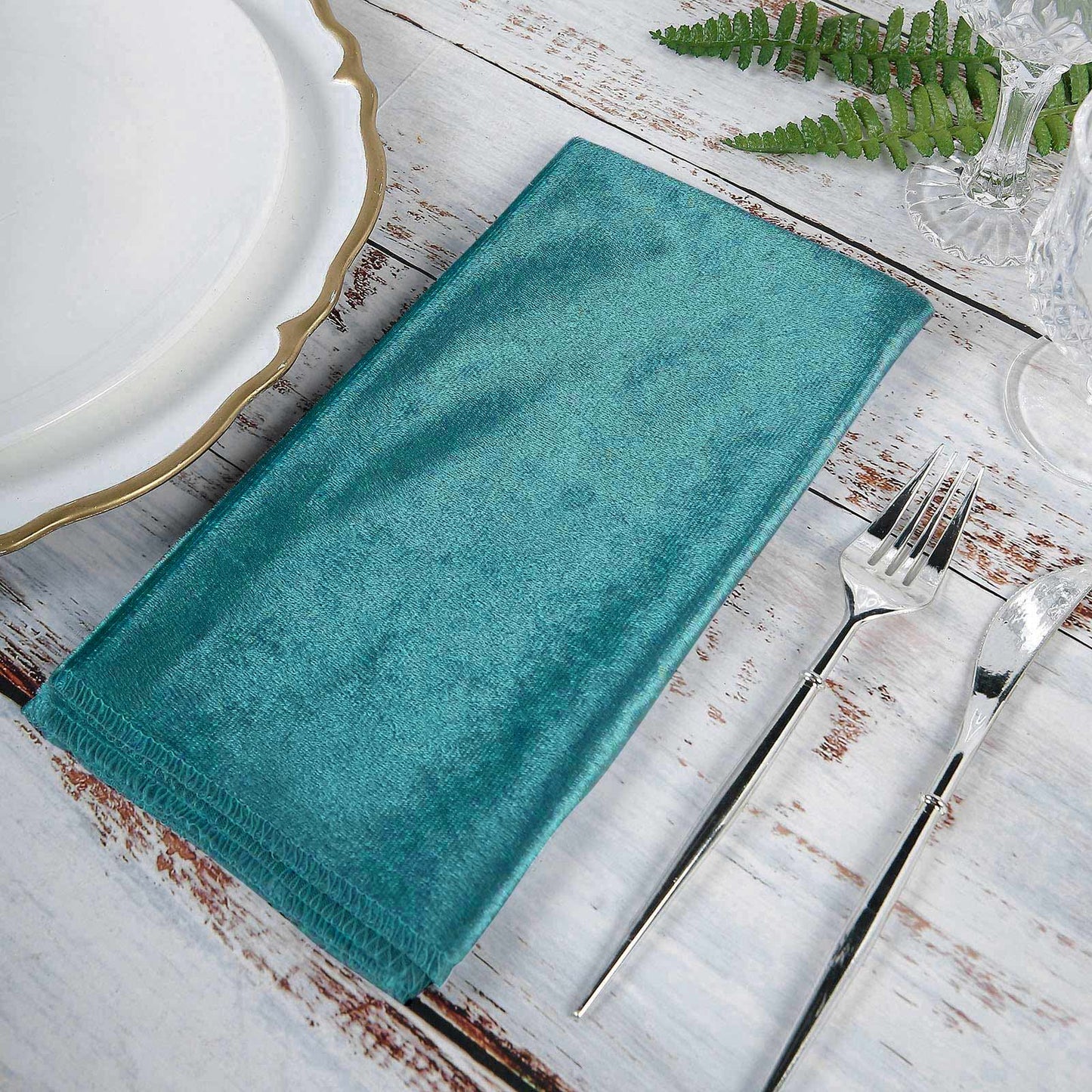 5 Pack Premium Velvet 20"x20" Napkins Peacock Teal - Soft Sheen Finish Cloth Napkins