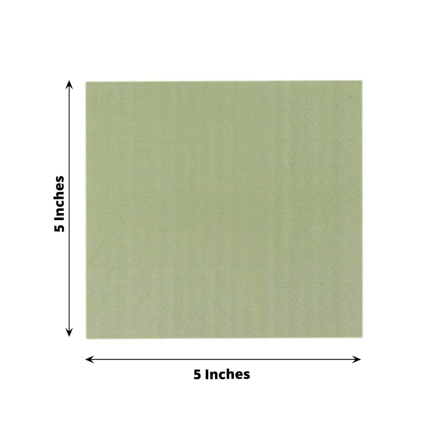 50-Pack Paper Beverage Napkins Sage Green - 2 Ply Disposable Soft 18GSM Cocktail Napkins 5"x5"
