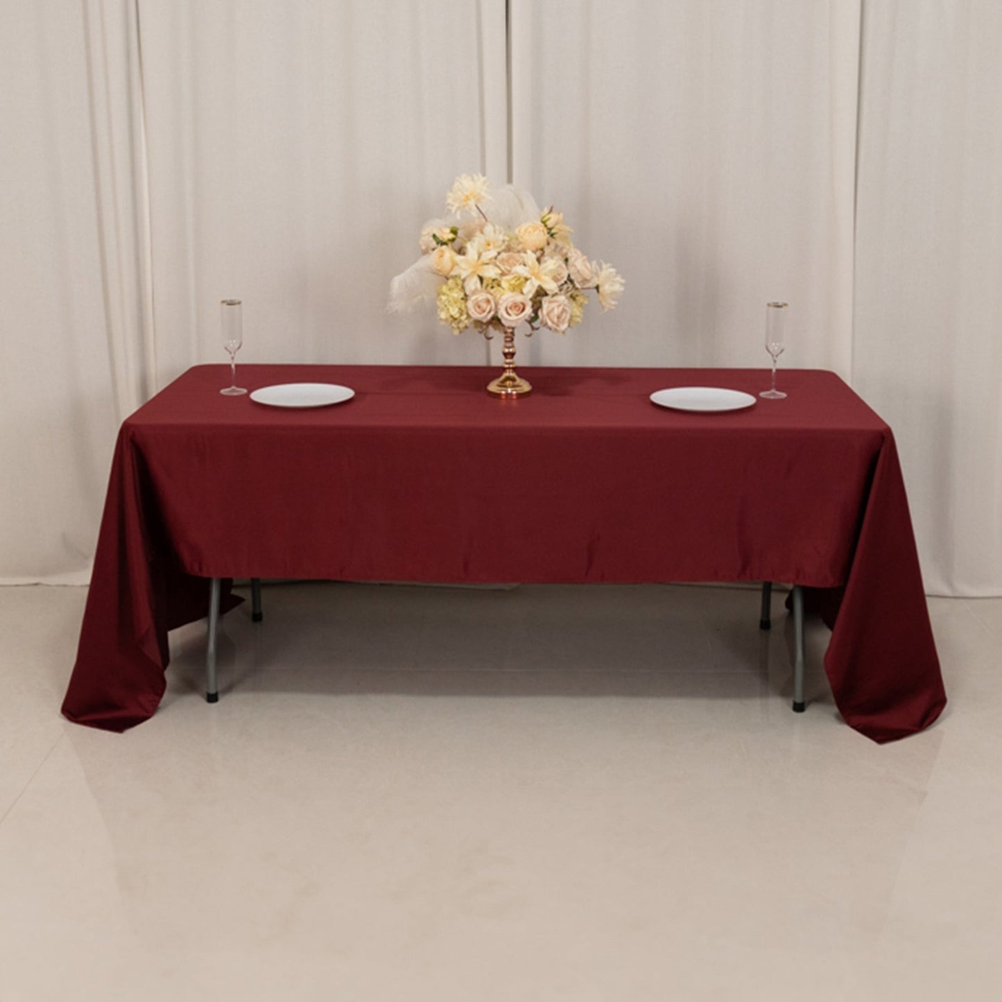 Lamour Satin 60"x126" Rectangle Tablecloth Burgundy - Soft & Silk-Like Table Cover