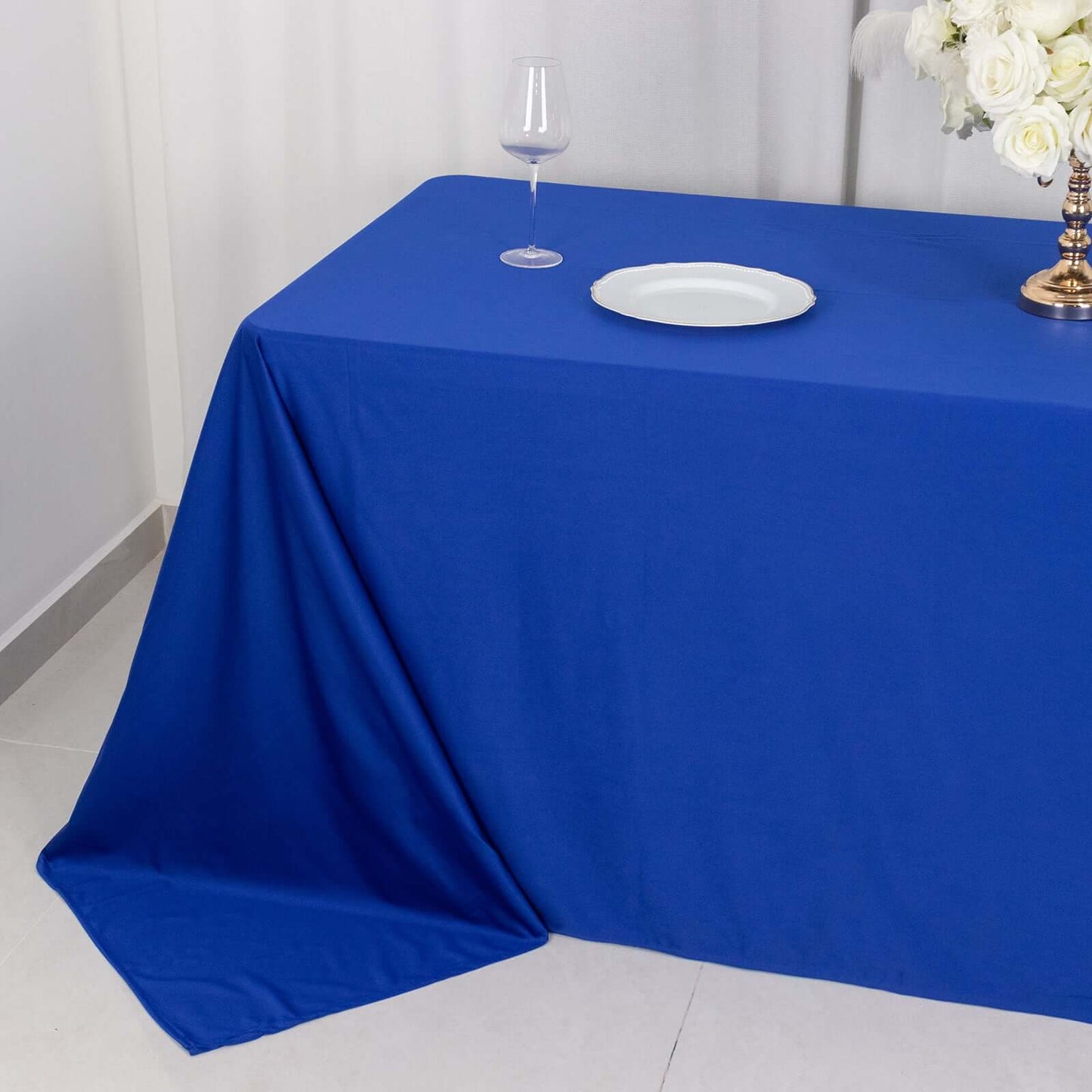 Scuba Rectangular 90"x132" Tablecloth Royal Blue - Wrinkle Free, Stain Resistant & Seamless Table Cover
