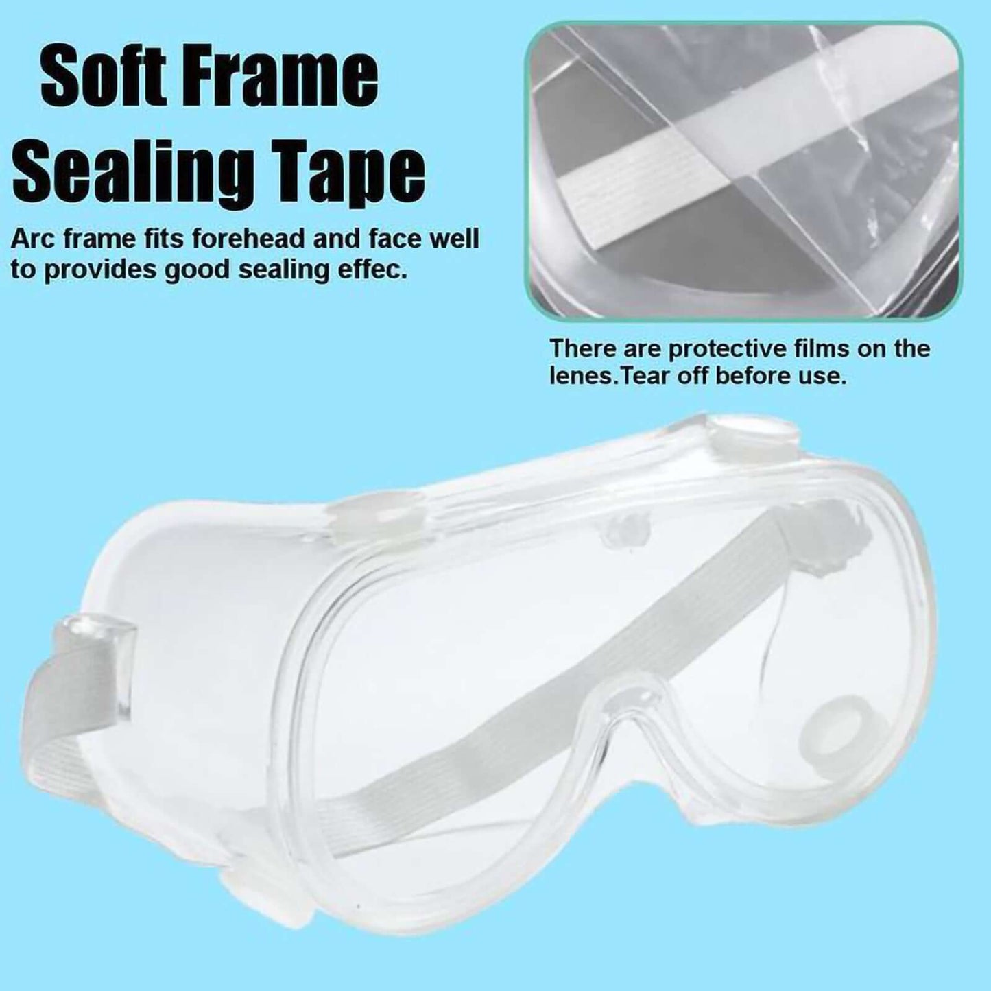 Adjustable Protective Goggles, Safety Eyewear With Anti Fog Coating and Air Vents