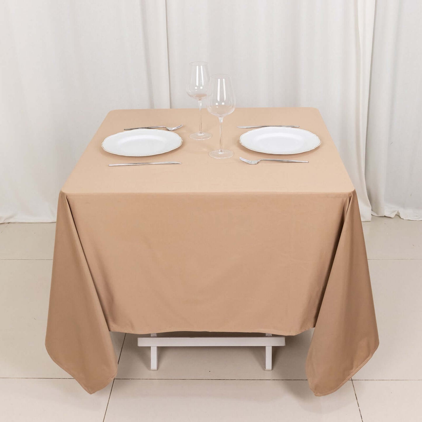 Scuba Square 70"x70" Tablecloth Nude - Wrinkle Free & Stain Resistant Table Cover