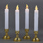 Set of 6 LED Window Candles Flickering White - Battery Operated Taper Candles with Gold Holders 10"