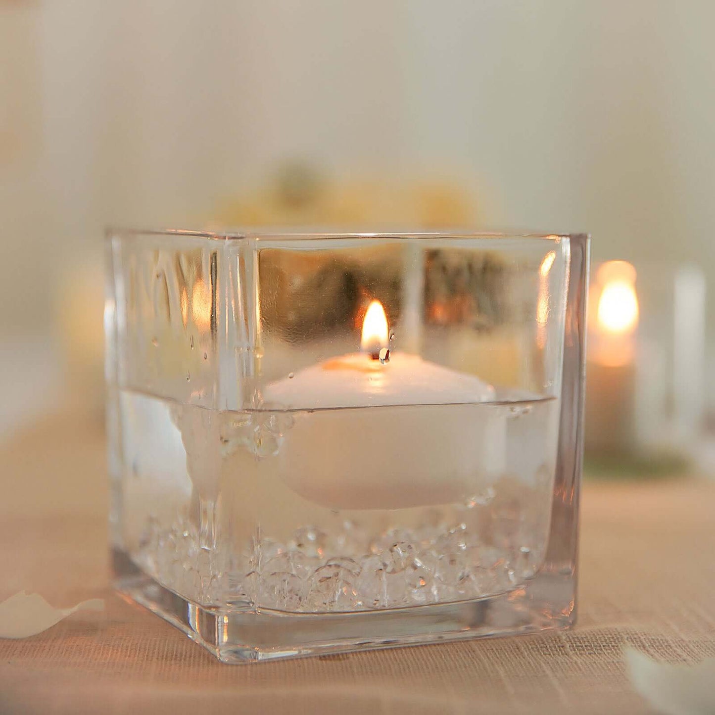 Glass Flower Vase Square Design Heavy Duty Clear - Premium Table Centerpiece for Events 4"