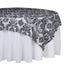 Flocking 90"x90" Table Overlay Square Tablecloth Black - Damask Design for Sophisticated Occasions
