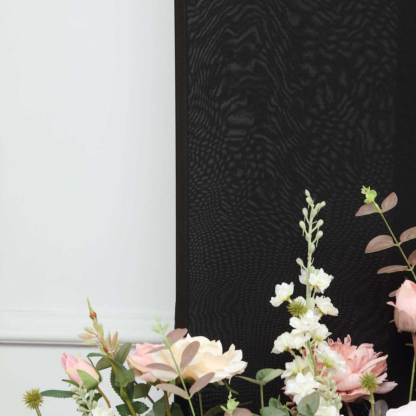 Set of 4 Matte Black Spandex Half Moon Chiara Backdrop Stand Covers, Custom Fitted Wedding Arch Covers - 2.5ft,5ft,6ft,7ft