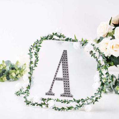 Decorative Rhinestone Alphabet "A" Letter Stickers, Glitter Adhesive Craft Letters Black DIY Sparkle Embellishments 8"