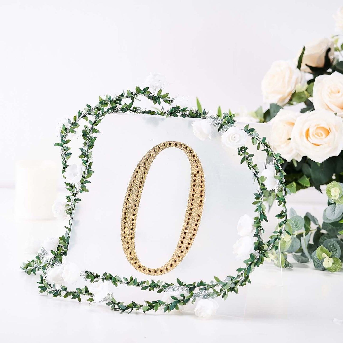 Decorative Rhinestone Number "0" Stickers, Glitter Adhesive Craft Numbers Gold DIY Sparkle Embellishments 8"