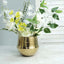 2-Pack Flower Plant Pots Textured Round Design Metallic Gold - Ceramic Cylindrical Bell Shaped Planters 6"