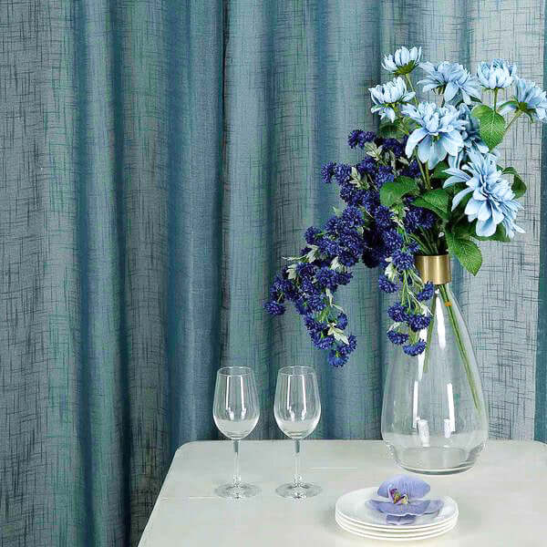 2 Pack Handmade Light Blue Faux Linen Curtains 52"x84", Curtain Panels With Chrome Grommets