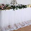 Extra Long Tulle 21ft Table Skirt White with Satin Edge - Table Cover for Baby Showers & Events