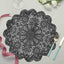 6-Pack Dining Table Mats Floral Lace Design Black - Vinyl Non-Slip Surface with Vintage Appeal 15"