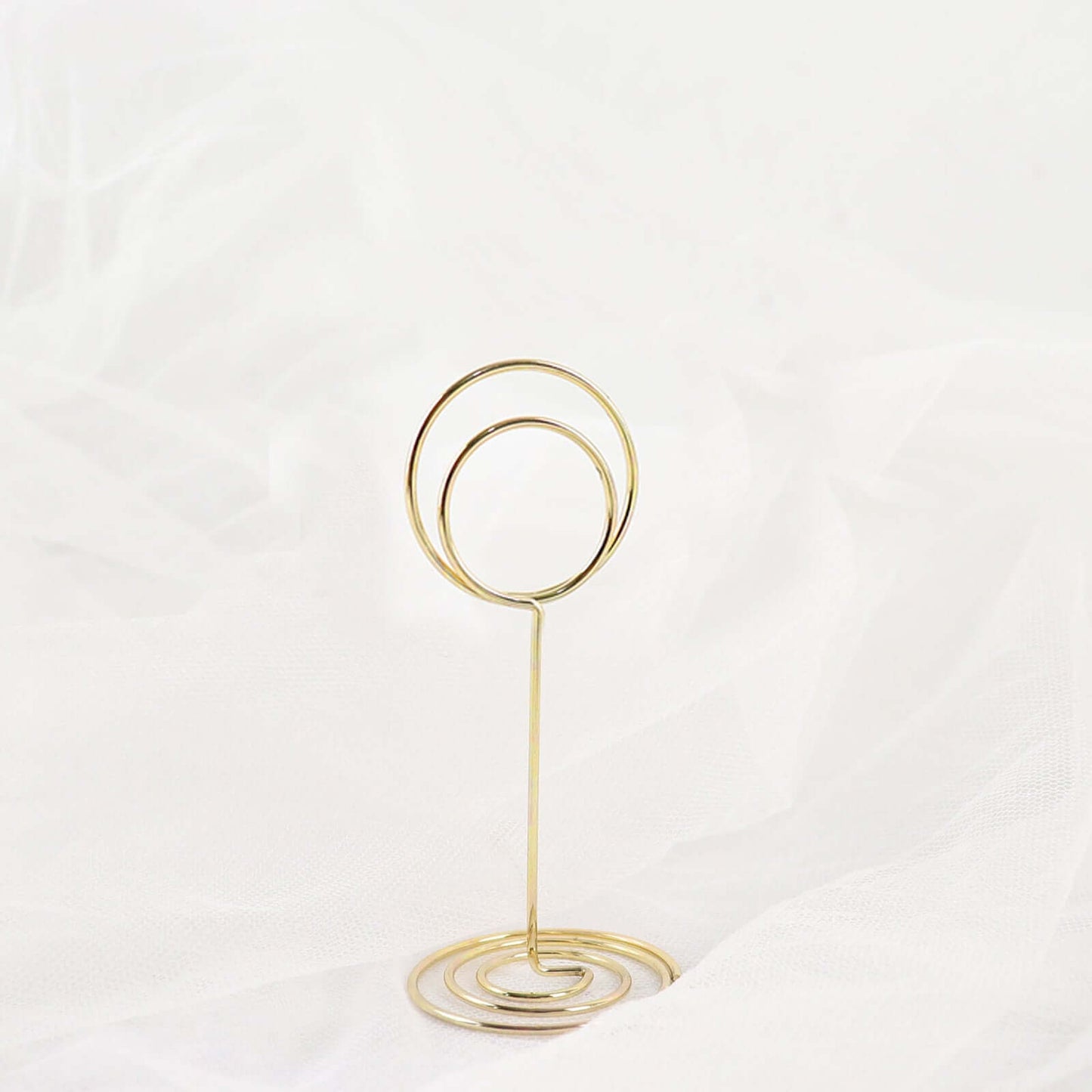 10-Pack Metal Card Holder Stands Mini Circle Hoop Design Gold - Table Number Stands and Wedding Place Card Menu Clips 3.5"