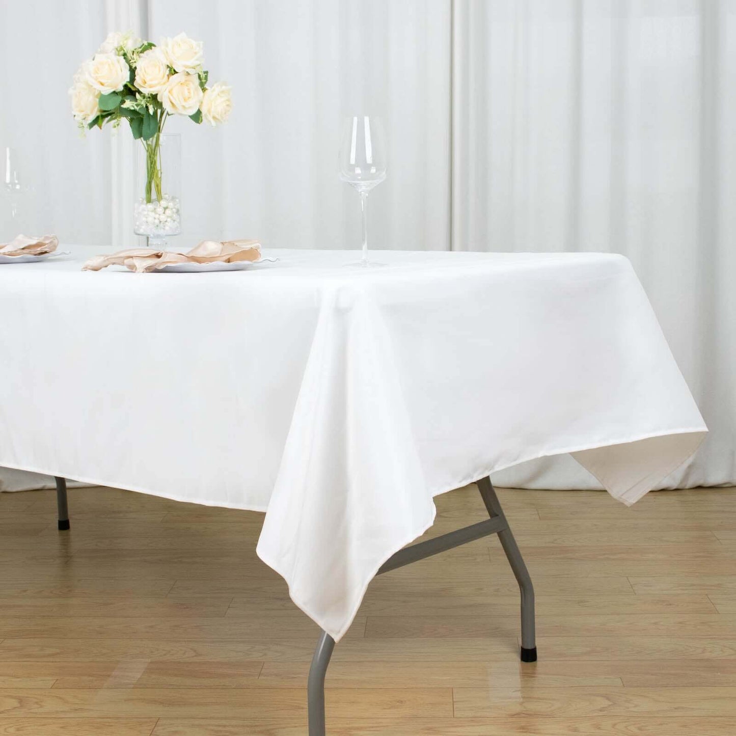 Premium Polyester 54"x96" Rectangle Tablecloth White - Durable 220GSM Stain-Resistant Fabric for Weddings & Events