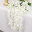 5 Pack 44" Silk Hanging Wisteria Flower Garland Vines in White, 3 Strands in 1 Bush