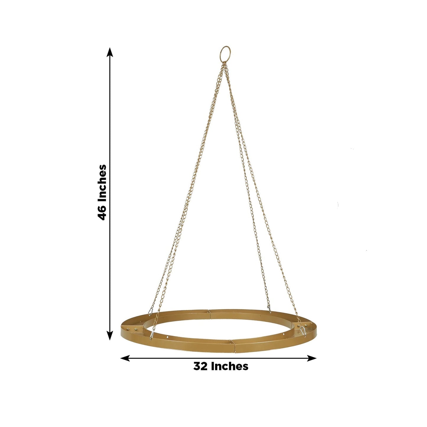 Gold Hanging Metal Floral Chandelier Frame - 32" Circular Lighting, Candle and Floral Display Base