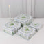 Set of 4 Cardstock Square Nesting Gift Boxes White Green Floral Design - Decorative Heavy Duty Stackable Keepsake Boxes With Lids for Presents Storage & Pedestal Stand 6",7",8",9"