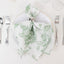 5 Pack Polyester 20"x20" Dinner Napkins White with Dusty Sage Green French Toile Pattern - Reusable Floral Cloth Napkins