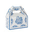 25 Pack Candy Gift Tote Gable Boxes in White Royal Blue Damask Floral Pattern, Party Favor Treat Boxes - 6"x3.5"x7"