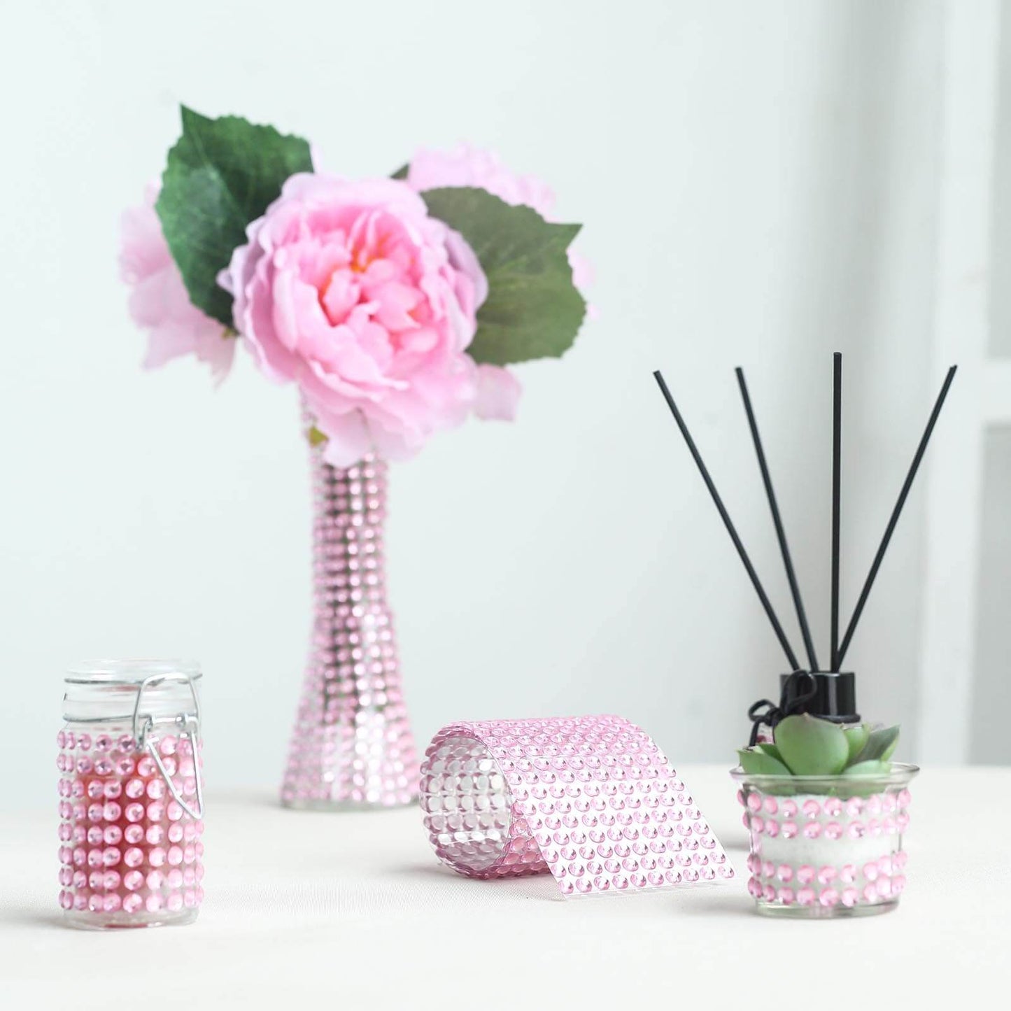 21â€x11â€ Blush Self Adhesive Rhinestone Diamond Sticker Wrap Sheets, DIY Craft Gem Stickers