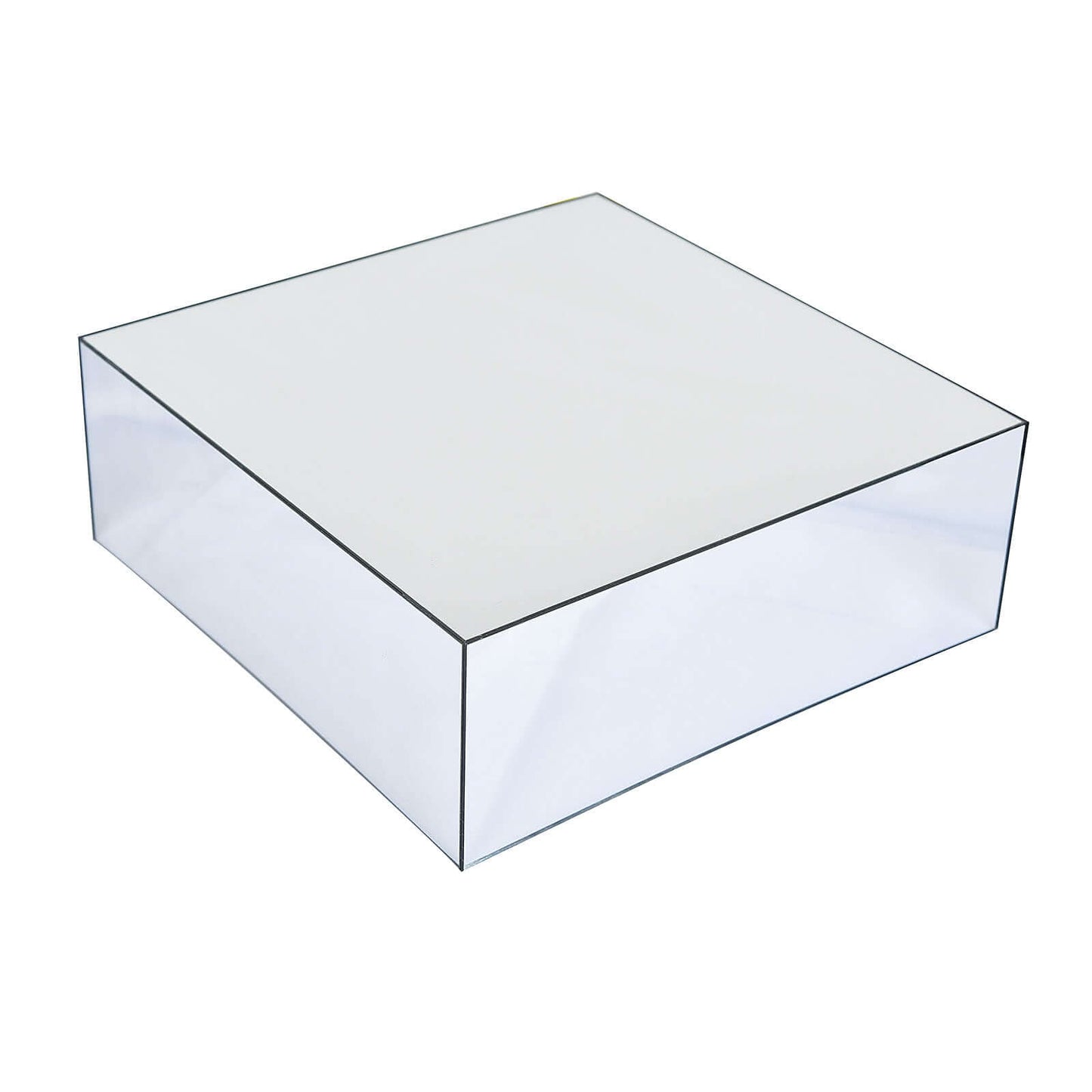 Acrylic Cake Box Stand Pedestal Riser Mirror Finish Silver - Display for Desserts and Events 14"x14"