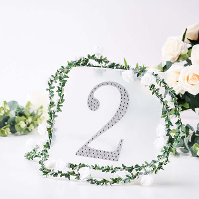 Decorative Rhinestone Number "2" Stickers, Glitter Adhesive Craft Numbers Silver DIY Sparkle Embellishments 8"