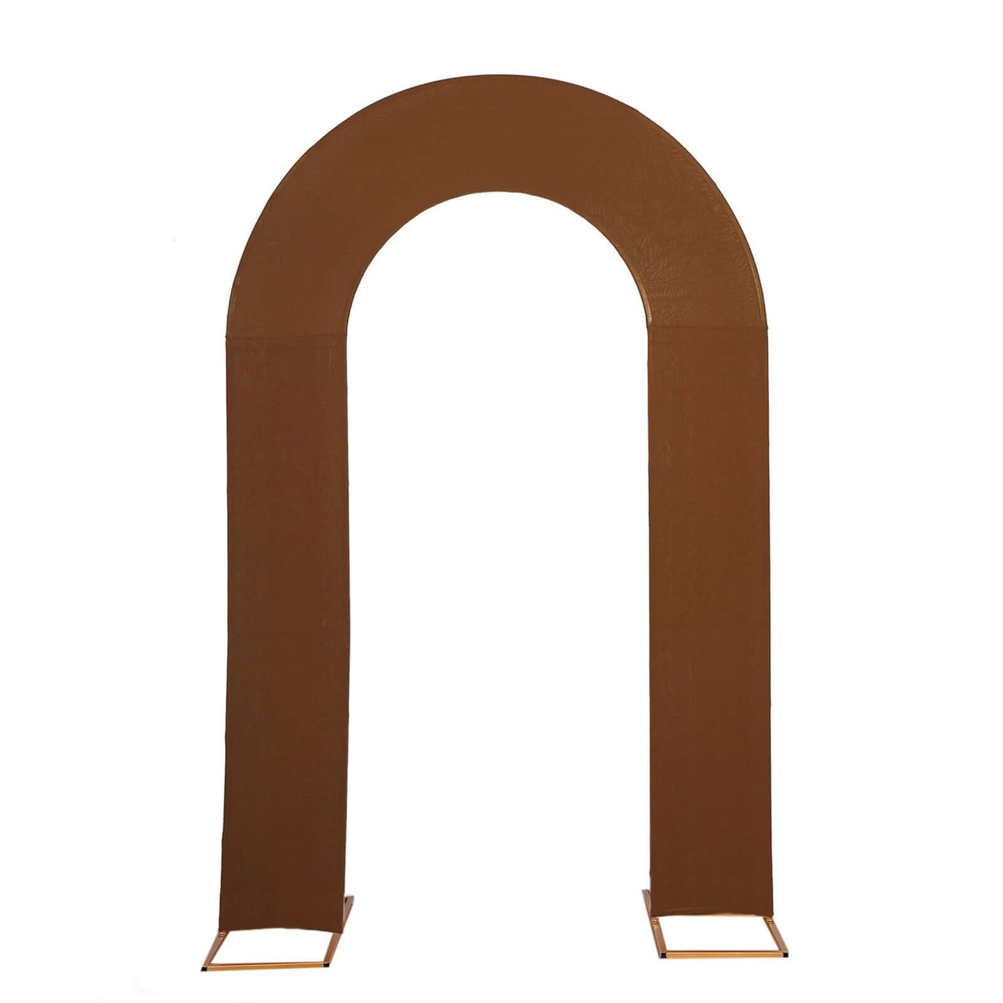 8ft Cinnamon Brown Spandex Fitted Open Arch Wedding Arch Cover, Double-Sided U-Shaped Backdrop Slipcover