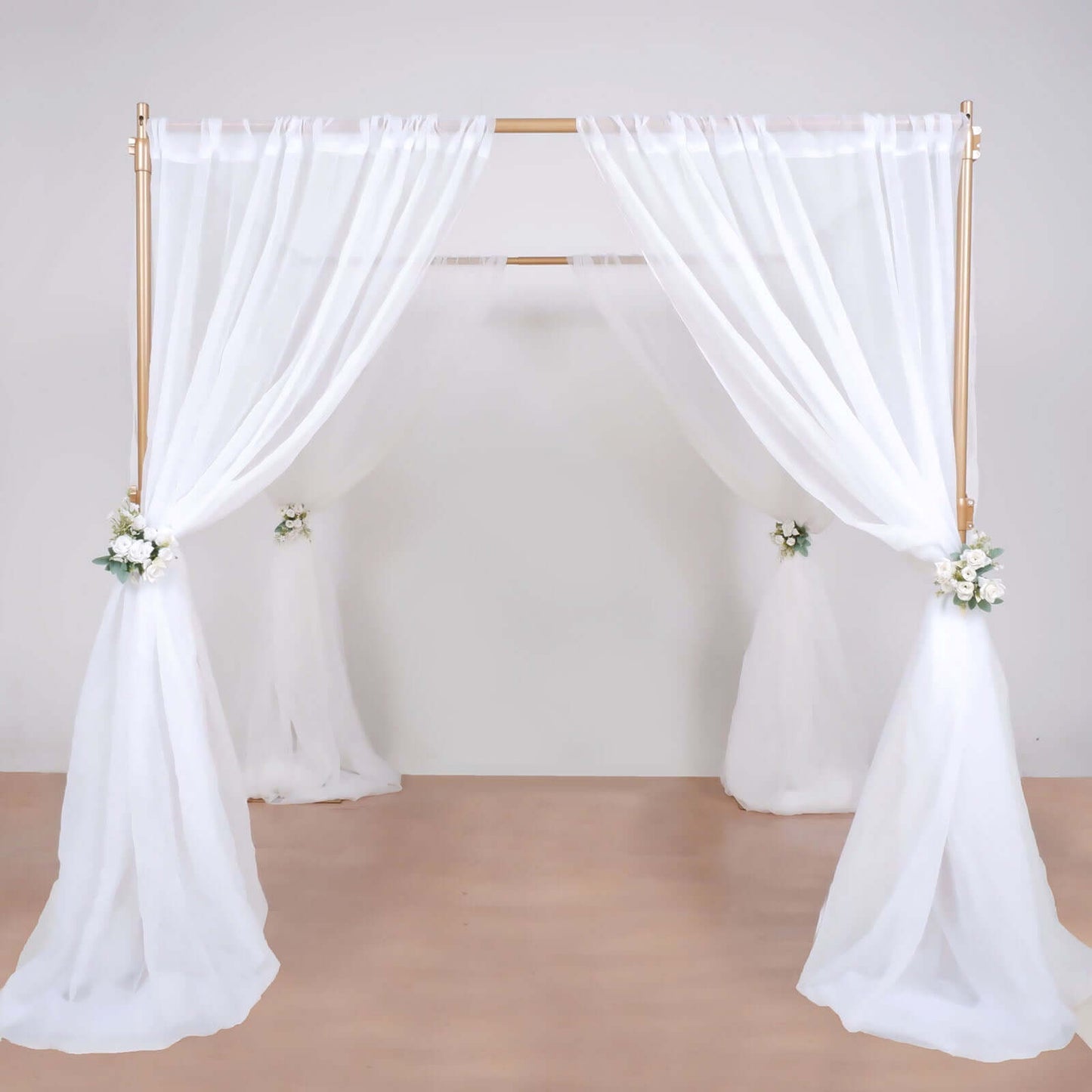 10ft 4-Post Gold Metal DIY Photography Backdrop Stand, Wedding Arch Canopy Tent