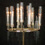 Metal 9-Arm Round Cluster Taper Candelabra Table Centerpiece Gold - Candlestick Holder Table Centerpiece With Drip Accents and Clear Glass Shades 40"