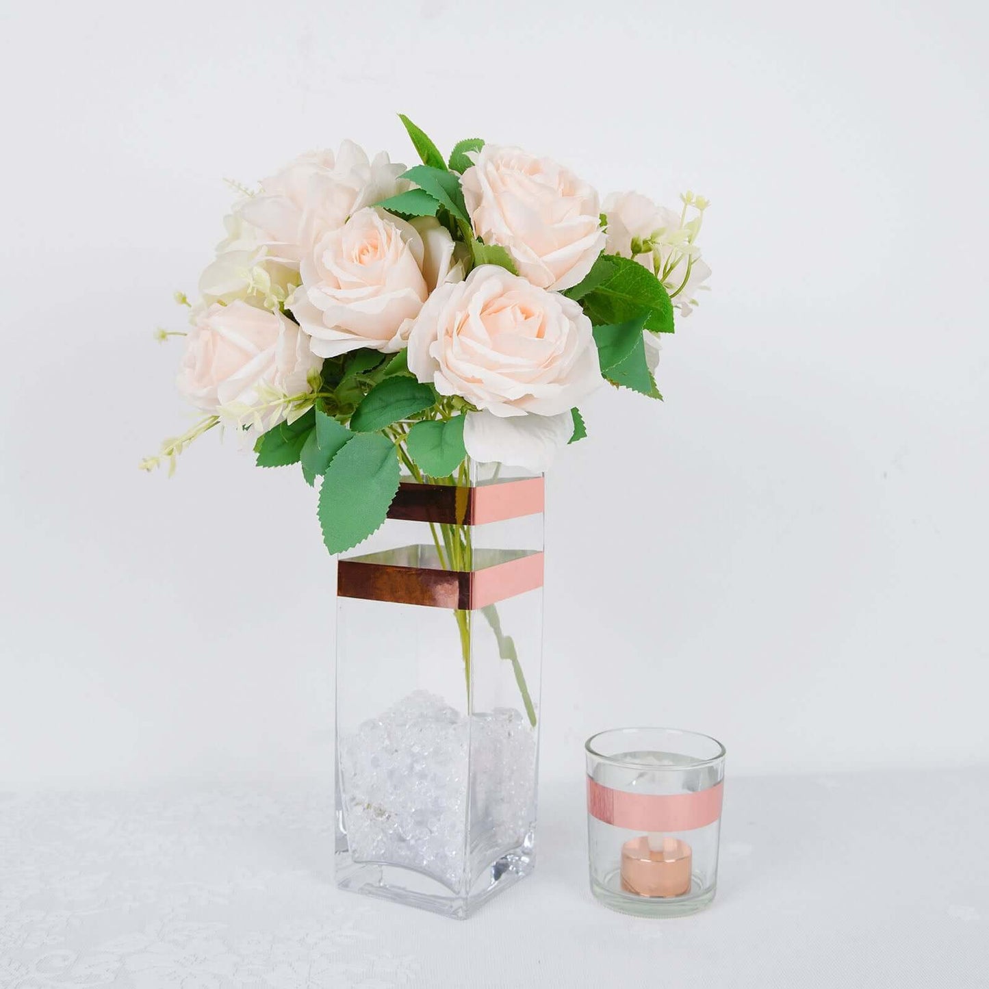 100 Yds 3/4" Rose Gold Metallic Film Tape Adhesive, DIY Floral Wrap Craft Decor Tape - Polyester with Acrylic