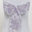 Polyester Chair Sashes White Lavender Lilac French Toile Floral Design - Wrinkle-Resistant & Durable Chair Bows for Exquisite Weddings & Banquets 6"x108"