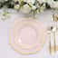 10-Pack Plastic 10" Round Dinner Plates in Blush with Gold Scalloped Rim - Disposable Party Plates
