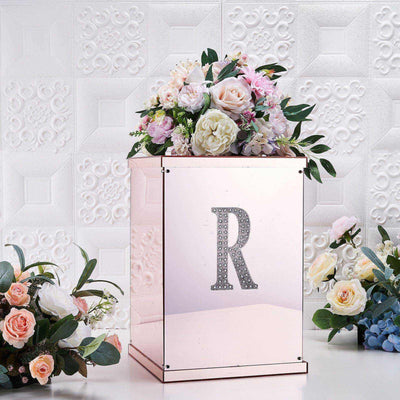 Decorative Rhinestone Alphabet "R" Letter Stickers, Glitter Adhesive Craft Letters Silver DIY Sparkle Embellishments 6"