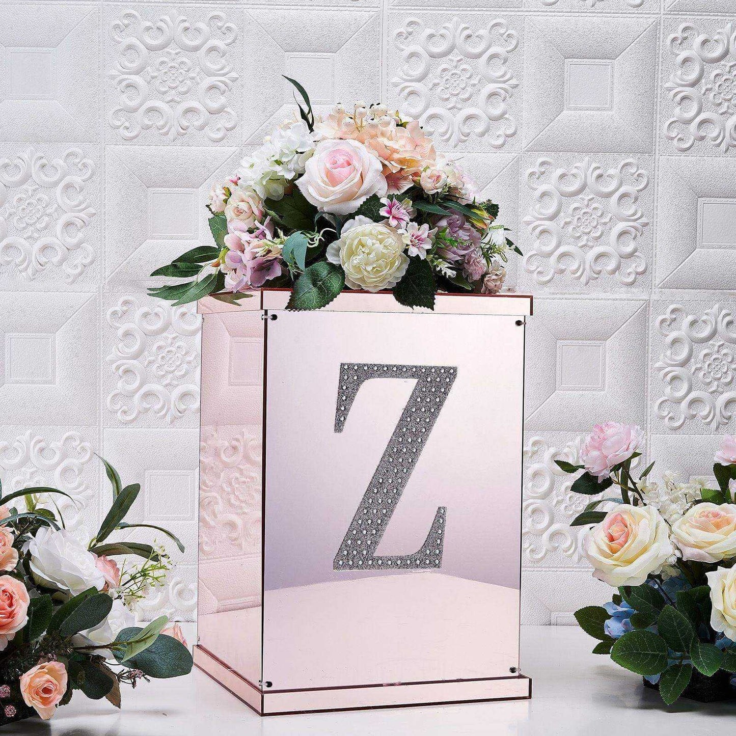 Decorative Rhinestone Alphabet "Z" Letter Stickers, Glitter Adhesive Craft Letters Silver DIY Sparkle Embellishments 8"