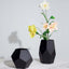 Set of 2 Glass Flower Vases Geometric Design Matte Black - Stylish Modern Candle Holder Centerpieces 5", 8"