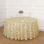 Tulle 120" Round Tablecloth Gold - Seamless Sequin Leaf Embroidered Design for Sophisticated Occasions